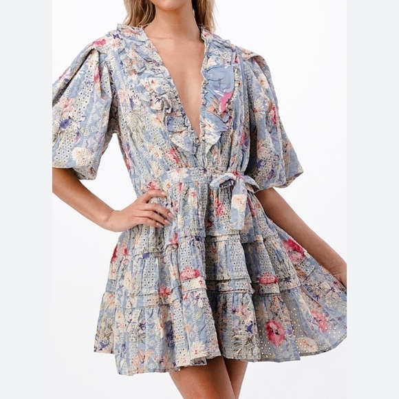 Dance & Marvel Eyelet Floral Mini Dress - XS - Picture 1 of 7